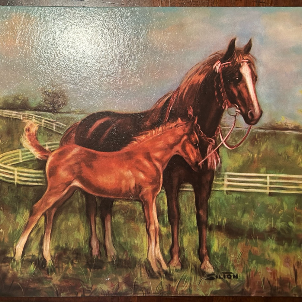 “Horse” by Silton Vintage Textured Lithograph